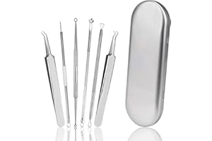 MENGH-SHOP Strumento Rimozione Punti Neri Acne Comedoni Brufoli Punti Bianchi Estrattore Kit per Cura e Pulizia Naso Viso 6 Pezzi