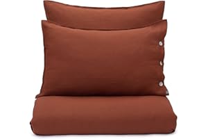 ‎URBANARA URBANARA Bettdeckenbezug Bellvis – 135cm x 200cm, Kastanie, 100% europäisches Leinen – Leinenbettwäsche, Sommerbettwäsche