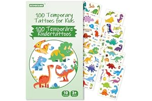 ECHOCUBE Temporary Tattoos for Kids,10 Sheets (100 Patterns) Dinosaur Tattoos Kids Tattoos for Girls Boys, Waterproof Fake Tattoo Stickers Face Transfer Tattoos for Kids Party Bag Fillers