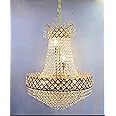 FLOSTON 20W Glass Decorative with Heavy Material Glass Crystal Pendant with The Right Choice for Home decore Chandelier, Bulbs are not Included in This Gold 480MM AC Chandelier…