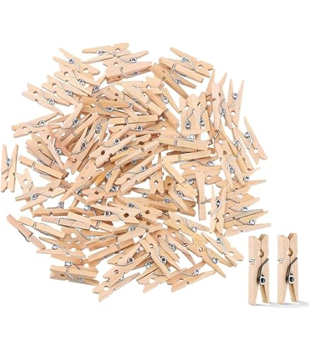 Lot De Pinces à Linge Mini En Bois 25mm - Blanc, Noir, Bois Naturel - Scrapbooking