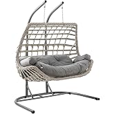 Capri Swing Cunda &Ccedil;iftli Rattan Bah&ccedil;e Balkon Salıncağı Cappuccino