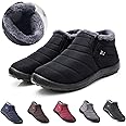 Boojoy Winter Boots, Winter Warm Non-Slip Ankle Boots, Fur Lined Thickened Non-Slip Winter Shoes for Men and Women (8-Women, Black)