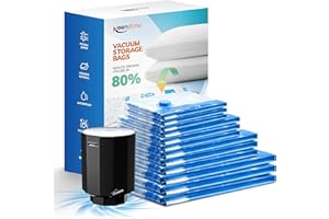 MONVANE Bolsas de Vacío Ropa 12 Unidades(3L, 3M, 3S, 3XS), con Bomba Inalámbrica, Bolsa de Compresión para Casa y Viaje