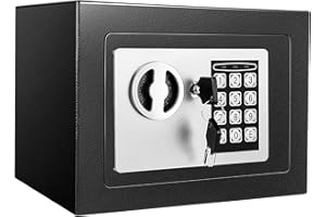 EOXCIIU 6.6L Digital Steel Safe, Safe Boxes for Home Use, Electronic Security Home Office Money Cash Safety Box With 2 keys, Wall Safes 230mmx170mmx170mm-Black