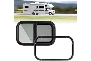 GEARMONSTER Wohnwagen Fenster, Caravan Seitenfenster, Wohnmobil Schiebefenster, Wohnwagen Fenster getönt mit Fliegengitter für Wohnmobile, Anhänger, 500x300mm Wohnwagenfenster