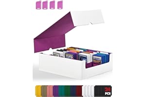 ZLCA Pudełko do przechowywania kart do MTG PTCG, Commander Deck Box pomieści ponad 3000 kart, etui do przechowywania kart z 4 korkami, organizer na karty sportowe TCG (białe i fioletowe)