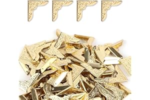 GOSKNOR 80stk Bucheckenschutz, Vintage Metall-Bucheckenabdeckungen Dekorativer Fotokantenschutz mit Aufbewahrungsbox für Alben Menüs Aktenordner Notizbücher (Gold)