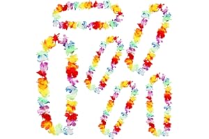 SHPUJUN 6 Pièces Collier De Fleurs Hawaienne,Collier Hawaien Fleurs,Collier Fleurs Hawaien,Multicolore Tropical Décoration Plage Pour Accessoire De Fête Tropical Plage Enfants Adultes,Danse Hula,Soirée d’Été​