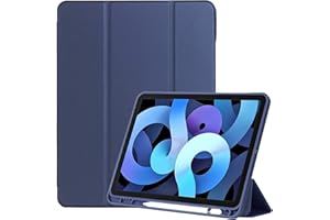 Billionn Etui na iPad 9/8/7 (10,2 Cala, Model 2021/2020/2019, 9/8/7 Generacja), z Uchwytem na Ołówki, Pokrowiec na Stojak Smart Trifold, Auto Uśpienie/Budzenie, Marynarka Wojenna