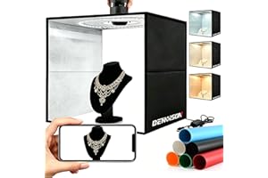 Fotostudio ljusbox - 40 x 40 cm Fotografi ljuslåda bärbart fotograferingstält med 120 LED-lampor och 6 bakgrunder för smycken och fotografering av små produkter