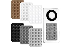 SCROLIEY 6 Pièces Ventouse Silicone Telephone, Ventouse Telephone Portable, Support carré pour téléphone Portable, Support de téléphone adhésif en Silicone (gris 1, gris 2, brun, blanc, transparent,noir)