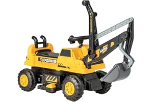 Maxmass Kids Ride On Digger, 6V Battery Powered Electric Excavator with Adjustable Arm & Shovel, LED Lights, Music, Children Construction Toy Car for 3+ Years Old (Yellow)