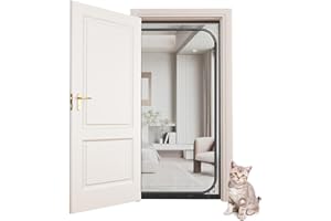LIFEDYLUK Puerta Mosquitera para Gatos Evitar Que los Cachorros y Gatos se salgan de casa, Pantalla a Prueba de arañazos con Cremalleras, Puerta Mosquitera Cortina para Balcón (90 * 200cm, Schwarz)