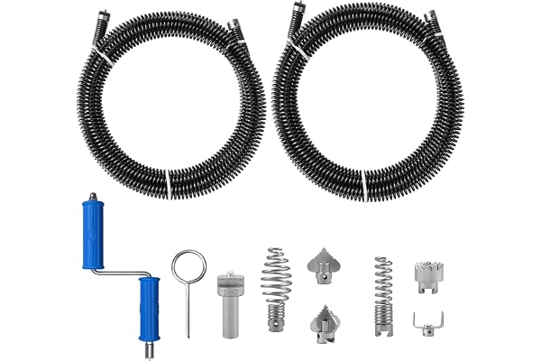 Deboucheur Canalisation 5m Diamètre 12 mm,Professionnel Furet Déboucheur Toilette,Avec 8 Pièces Furet Dragage Plomberie Adaptateurs éLectriques