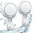 LUXEAR Suction Hooks Powerful Vacuum Suction Cup Hooks- Heavy Duty Shower Hooks Waterproof Suction Hanger for Bathroom Kitchen Towel, Robe, Loofah Removable and Reusable Hooks for Bags Coat (2 Pack)