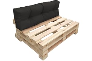 chilly pilley Coussin De Palette EU Imperméable Coussin De Jardin Imperméable Flocons De Mousse Plusieurs Tailles Et Couleurs (Coussin De Dos 120 x 40. Noir)