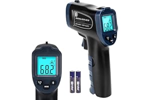 ERICKHILL Termómetro infrarrojo -50 ℃ ~ 600 ℃ Termómetro láser sin contacto LCD retroiluminado Emisividad ajustable - Adecuado para cocinar/asar/congelar/congelar/hornear, sin riñonera