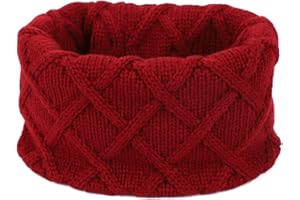QCHOMEE Tube Echarpe Enfant Snood Tour de Cou Hiver Chaud Foulard Cache-cou Tricoté Epais Châle Cache-nez d'extérieur Ski Snowboard Ecole Marche pour Fille Garçon 2-10Ans,Taille unique,Vin Rouge