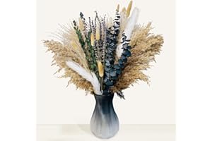 CRIVEPLE Pampas Secas Decoracion, Ramos de Flores Secas Naturales Decoración para el Hogar, Hierba de Pampa Esponjosas para Decoracion Boho Fiestas Bodas