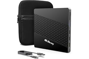 XRTFORE External 4k Blu Ray Drive for Pc,Portable 4k UHD Blu Ray Player,SD/TF Port with Carry Case, US8 3.0 HD Blu-Ray Player,DVD+/-RW External Optical Drive for MacBook Pro Windows Laptop