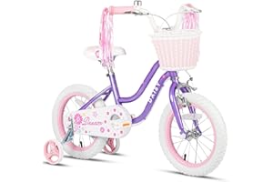 Glerc Bicicleta para niños de 12/14/16 pulgadas para niñas de 2 a 7 años con cesta, serpentinas, ruedas de apoyo y campana