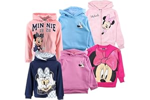 Disney Minnie Felpa Bambina 3-12 Anni – Modelli con Cappuccio, Girocollo o Zip – Tessuto Cotone e Poliestere – Felpa Colorata e Comoda con Stampa Minnie Mouse
