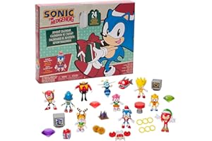 Sonic The Hedgehog - Licence Officielle - Jakks Pacific - Calendrier de l’Avent Sonic avec 24 Surprises - Figurines + Accessoires - Univers SEGA - Décor Dépliant - Cadeau Noël Enfants Fans Sonic