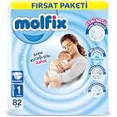 Molfix Fırsat Paketi Yenidoğan 1 Beden Bebek Bezi (1 x 82 Adet), Beyaz