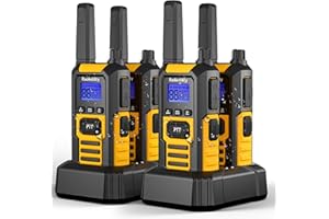 Radioddity HD-1 IP67 Walkie Talkies for Adults, Waterproof & Dustproof Floating Rugged Two-Way Radios, 2400mAh Battery, SOS, One-key Group Call for Industrial, Outdoor Adventures and Site Work, 4-Pack
