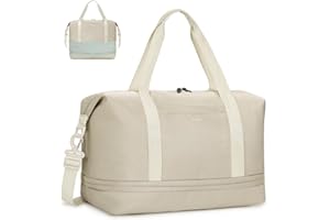 ECOHUB for Ryanair Cabin Bags 40x20x25, Expandable Underseat Hand Luggage Bag, Foldable Carry On Bag with Removable Wet Pocket, Water-Resistant Overnight Hospital Weekend Bag for Women (Beige)