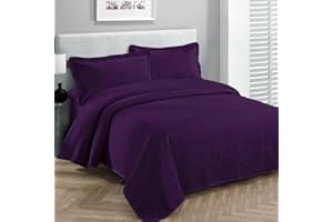 FANCY LINEN (Twin/Twin XL, Purple) - Fancy Collection 2pc Luxury Bedspread Coverlet Embossed Bed Cover Solid Purple New Over Size Twin/twin Xl
