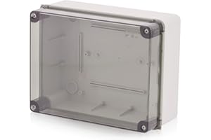 INTRATEC 100% SHOPPING Aufputz Installationsgehäuse, Abzweigkasten Kunststoffgehäuse mit Schraube | 240x190x110mm | IP65 | Transparenter Deckel Verteilerkasten Leergehäuse Industriegehäuse, Abzweigdose, Schaltschrank