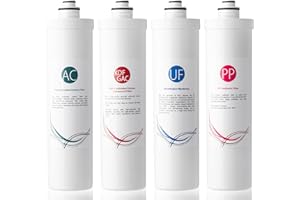 iSpring F4-CUA4 Replacement Pack for 4-Stage Ultra Filtration System CU-A4, Sediment, UF, KDF, and Activated Carbon Filter, 4pcs, White