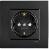 tamerelectric Viko Artline Novella Black Ground Socket &Ccedil;k. Framed - 92605542