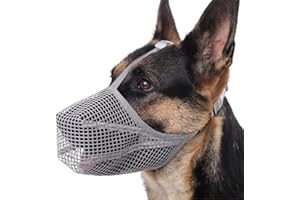 MAYERZON Dog Muzzle, Soft Mesh Covered Muzzles for Small Medium Large Dogs, Poisoned Bait Protection Muzzle with Adjustable Straps, Prevent Biting Chewing and Licking (XS: Snout(4½"-6¼"), Grey)