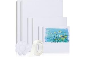 Vebetter Toile Peinture, 6PCS Pré-étirées Toile Vierge A3 A4 A5, Cadre Canvas, Toile Peinture Acrylique, Avec Palette/Inserts, Toile A Peindre 30x40,30x20,20x15, Toile Peinture Pour Gouache,Aquarelle