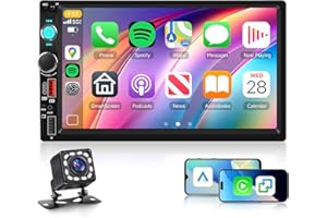 Rimoody Double Din Wireless Carplay Car Radio Android Auto, 7'' Touch Screen 2 Din Car Stereo with Mirror Link Bluetooth FM EQ Fast Charge Support Backup Camera SWC Dual USB