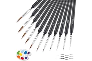 SVALOR Miniature Paint Brushes with Drybrush Set, 11 Pcs Fine Detail Paint Brushes, Dry Brush Miniature Painting for Fine Detailing, Figure Model, Acrylic, Watercolour, Miniatures