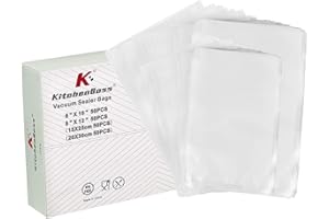 KitchenBoss Buste Sottovuoto Alimenti Sacchetti-Sottovuoto-Alimenti: Sacchetto Sottovuoto 100 Buste 15 x 25 cm + 20 x 30 cm,Sacchetti Sous Vide Ccottura,per Macchina Sottovuoto,Buste Goffrate