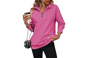 LEKOPUR Half Zip Pullover Sweatshirt Women V Neck Jumpers Autumn Winter Long Sleeve T Shirts Tops Ladies Plain Sweatshirts y2k Jumper Womens Basic Long Sweaters for Women