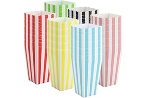 Bekith 120 Stück Popcorn Boxen, Bunt Streifen Popcorntüten, kleine Papier Popcorn Behälter Candy Container Süßigkeitentüten, ideal für Zuhause, Kino, Karneval, Party
