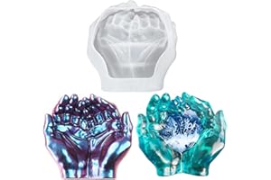 CAKEFLY Resin Mould Silicone 3D Hands Storage Box Mould Upgraded Large 2-Hand Art Model Epoxy Casting Moulds Ashtray Molds Jewelry Storage Mold for Jewelry Box Candy Tray Candle Holder Home Decorations DIY