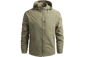 OlyljpinZ Chaqueta al Aire Libre para Hombres Chaqueta de senderismo Impermeable Ligeras chaqueta de entretiempo primavera otoñoCortavientos Cazadoras Deportiva Abrigo Antiviento Aire Libre softshell