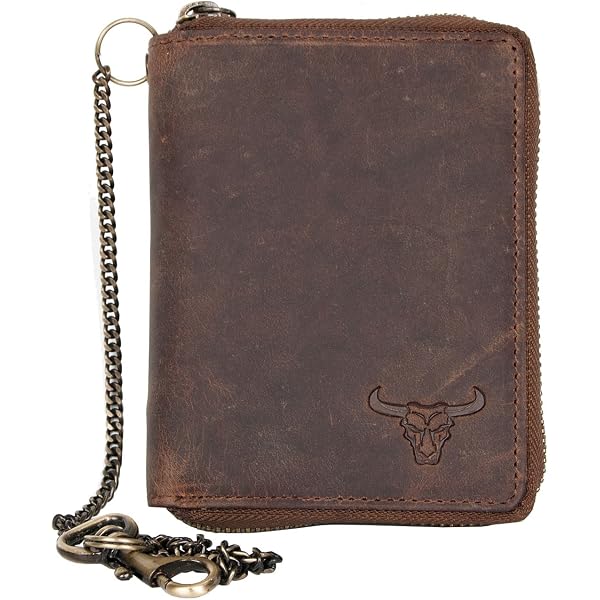 Portafoglio da motociclista in pelle con catena, portafoglio bifold da uomo, portafoglio in pelle fatto a mano, portafoglio con catena, portafoglio