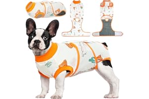 Kuoser Dog Surgery Recovery Suit for After Surgery Female,Professional Pet Recovery Shirt Dog Abdominal Wounds Bandages,Substitute E-Collar & Cone,Prevent Licking Dog Onesies （orange S）