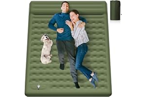 MAMBAKOTR Camping Air Bed 12-15CM Extra Thick, Reinforced Support Structure with Built-in Foot Pump and Pillow Portable Camping Sleeping Mat Air Mattress for Tent Backpacking Hiking Travel