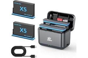 melasta per Insta360 x5 Batteria, con 2 Batterie agli ioni di litio (2800mAh) e 1 Caricabatterie, può Contenere Scheda SD