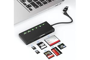 RYTAKI PRO Lecteur Carte SD USB C USB 3.0, Lecteur Carte CF 7 en 2 USB 3.0 pour Carte CF,SD,XD,MS,TF,Micro SD,SDHC,SDXC,UHS-I,5Gbps Memory Stick Pro Duo Adaptateur USB C Card Reader lit 5 Cartes simultanément