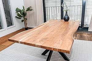 Linele Baumkantentisch 160x85x77cm – Tischplatte 3,5cm – Massivholz Esstisch aus Akazienholz mit Spider-Gestell,echte Baumkante,naturfarben – Handgefertigt & robust – inkl. Lieferung an den Wunschort